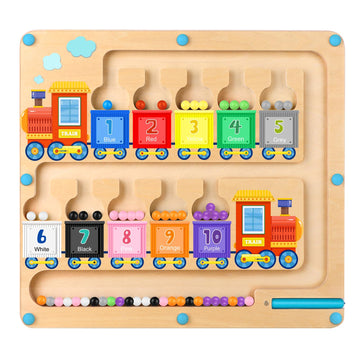 Wakeinsa Magnetic Color And Number Maze,Montessori Toys For 2-5 Years Old Boys,Wooden Magnet Balls Puzzles,Toddler Busy Board,Preschool Learning Activities,Christmas & Birthday Gift For Kids