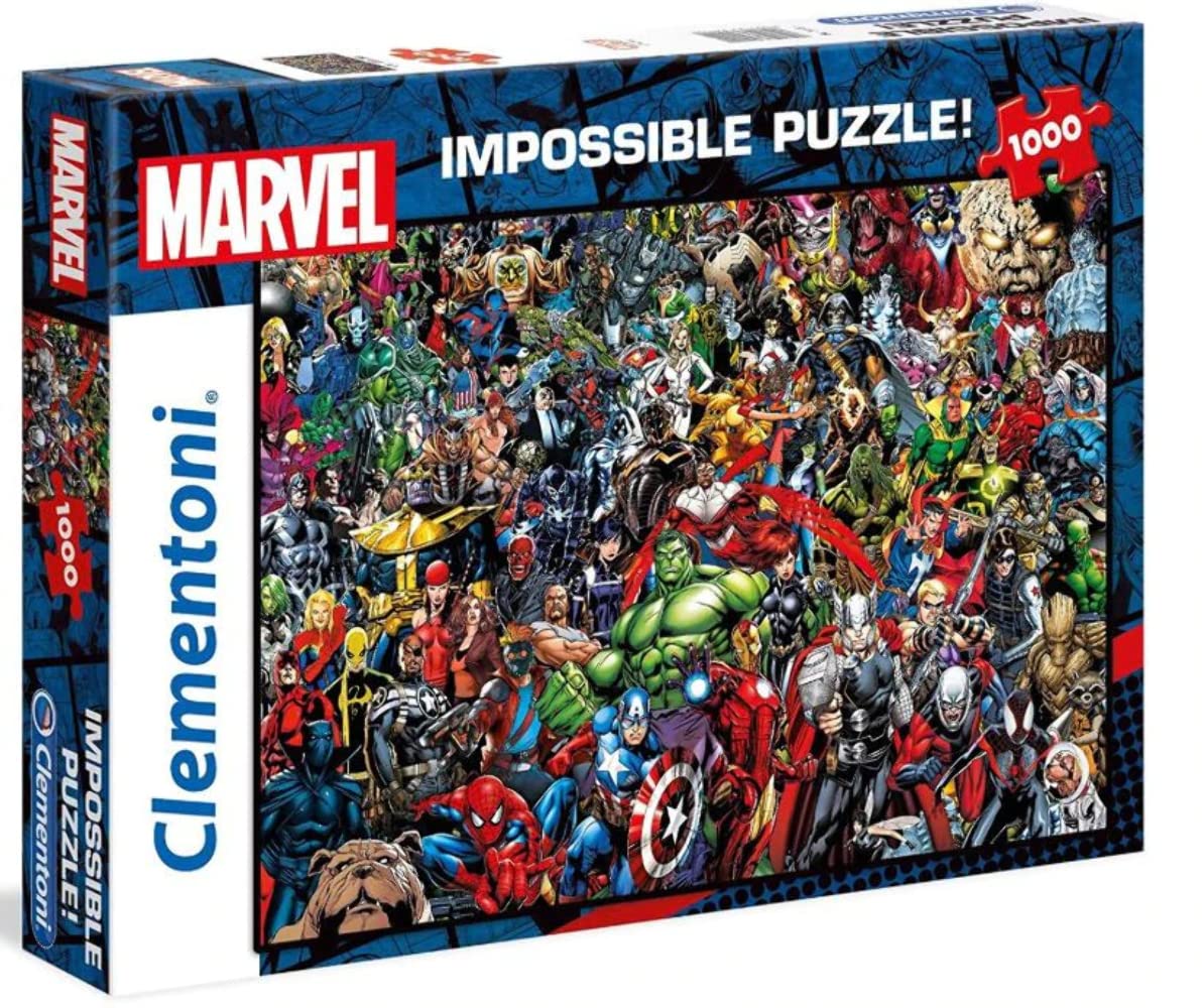 Clementoni Marvel Impossible Jigsaw Puzzle, 1000 Pieces, Puzzle for Superhero Enthusiasts, Difficult Puzzle, Challenge for Adult