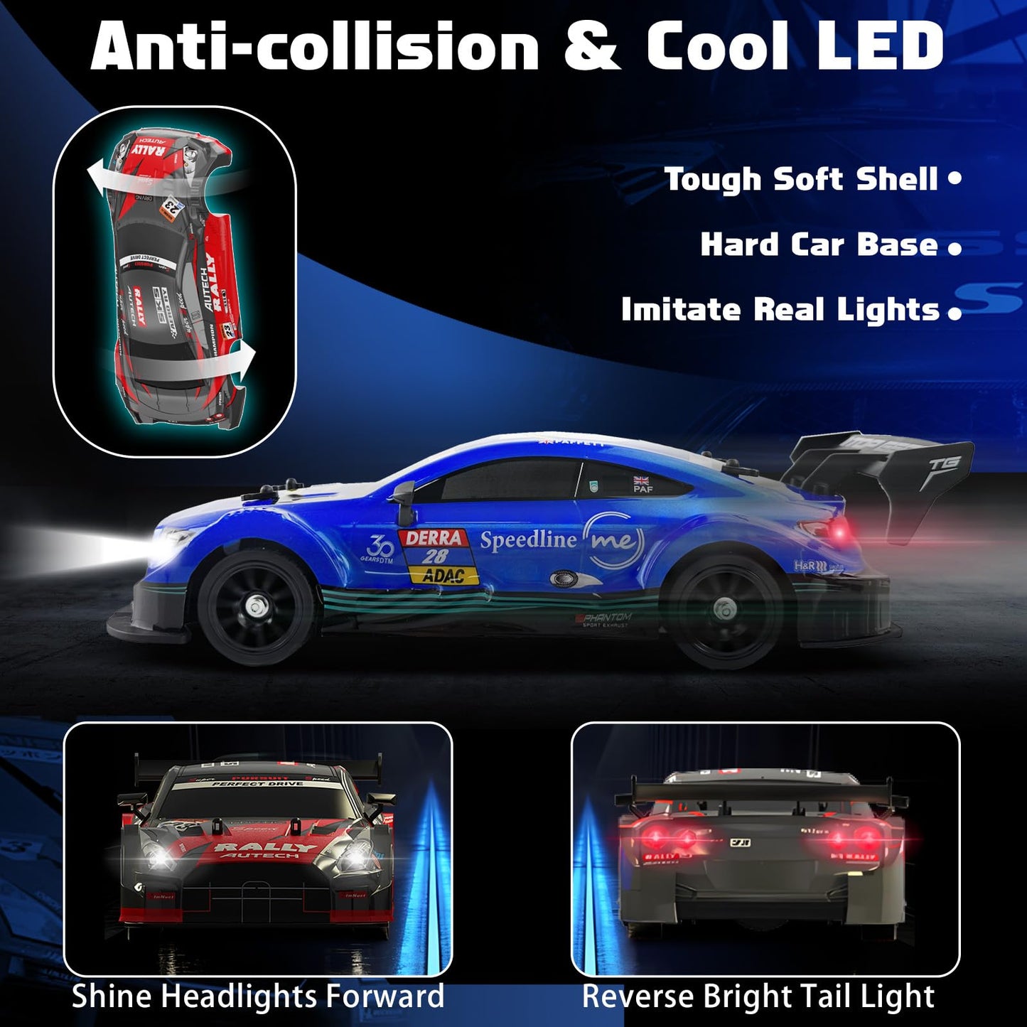 Sakeye Remote Control Car for Kids, 1/16 RC Drift Car RC Cars Toys for Boys, 4WD 2.4GHz Drifting RC Car Blue High Speed Hobby Ra