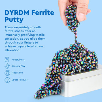 Dyrdm Ferrite Putty, Colorful 1000+ Ferrite Stones, Easter Basket Stuffers & Fidget Gifts, Magnetic Fidget Toy, Holiday Stocking Stuffer, Fidget Toys For Adults & Teens 14+, Ferrite Rocks For Office