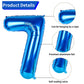Biapian 40 Inch Blue Number 7 Balloons, Large Number 7 Balloon With 18'' Dark Blue And Silver Foil Heart Shape Balloons Helium F