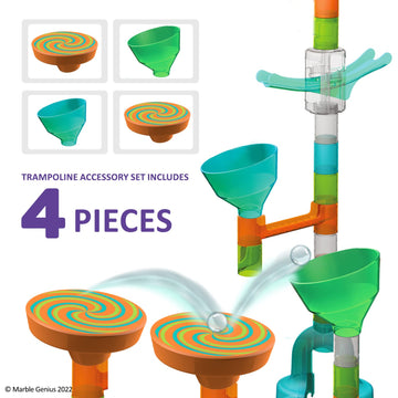 Marble Genius Stunts Trampoline Set: Includes 2 New Patented Trampolines And 2 Catch Buckets, Compatible With Other Marble Genius Products, Includes Online App, For Ages 5 And Above, Orange Swirl