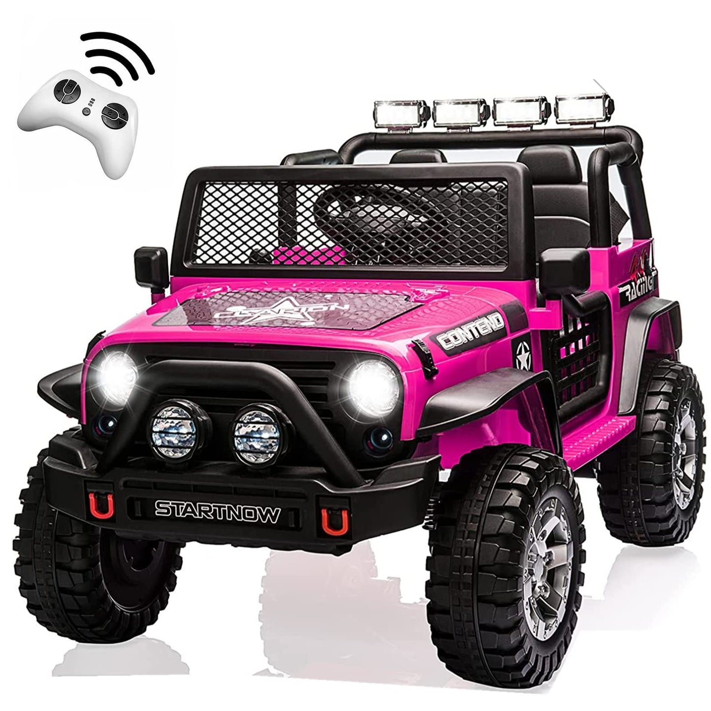 Homfamilia 2-Seat Kids Ride On Truck Car, 12V Battery Powered Electric Vehicle With Remote, Electric Car For Kids/Toddlers W/Spr