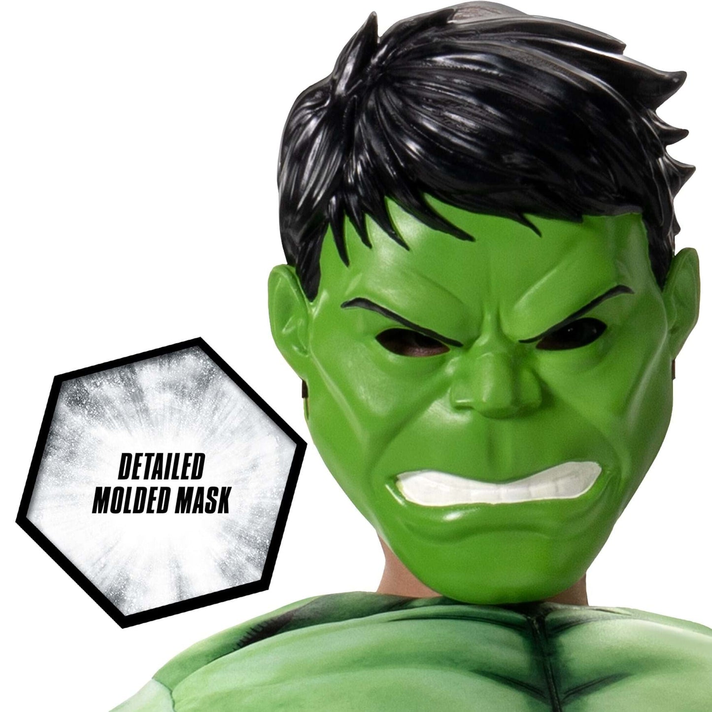 Marvel Hulk Official Youth Halloween Costume - Premium Quality Padded Jumpsuit With Plastic Mask (L) Green