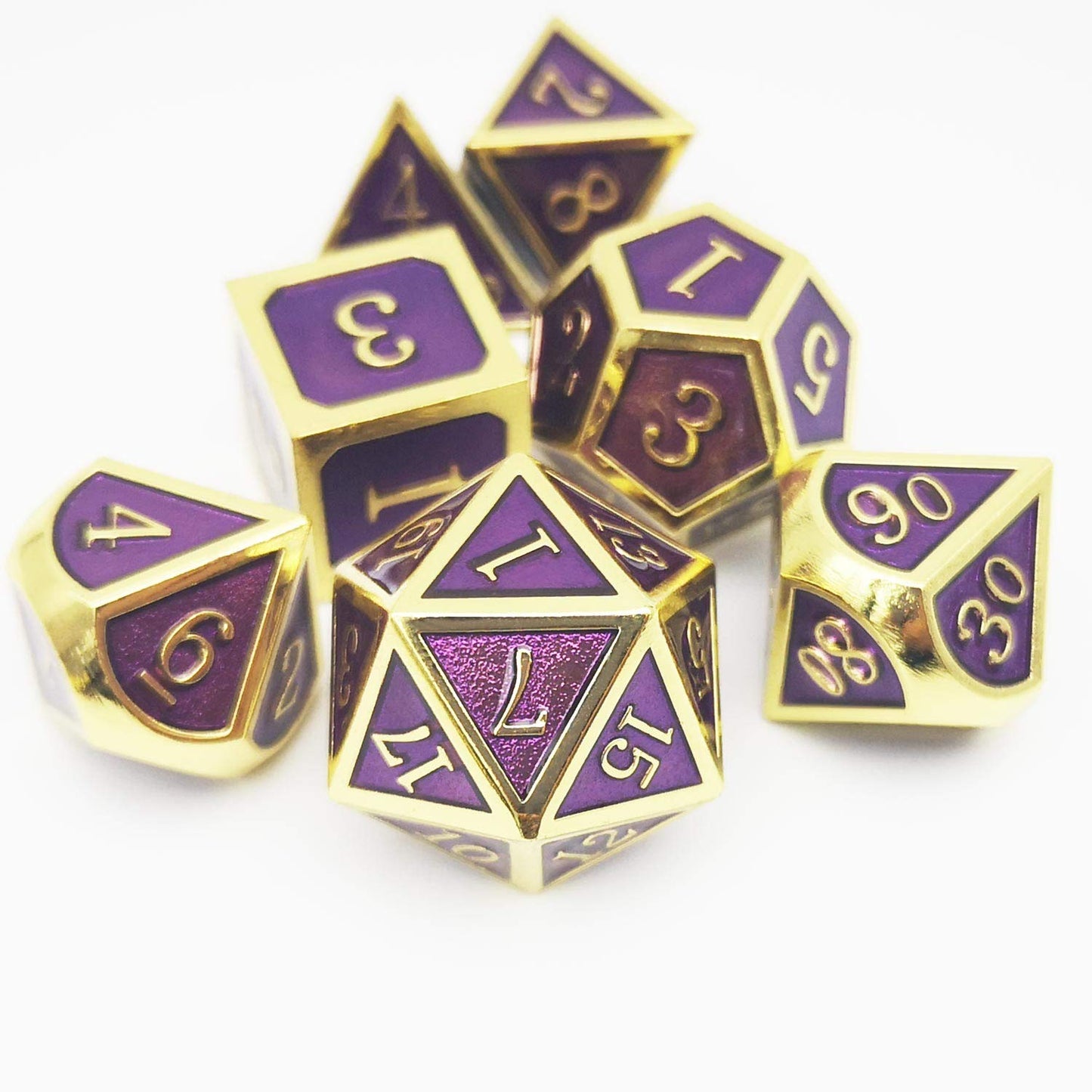 Haxtec D&D Metal Dice Set Gold Purple DND Dice for Dungeons and Dragons Gifts RPG Roleplaying Dice