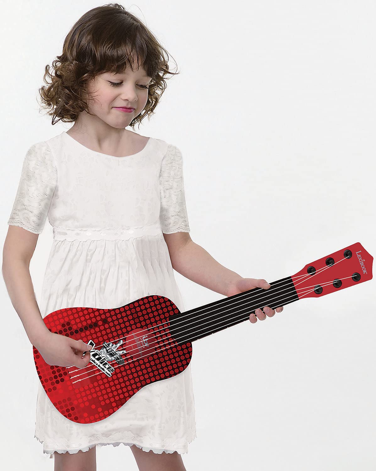 LEXIBOOK Voice My First Guitare, 6 Nylon Strings, 53 cm, Guide Included, K200TV, Red/Black