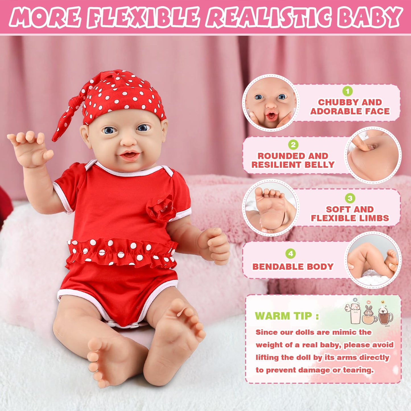 Ivita 14 Inch Realistic Reborn Silicone Baby Dolls Platinum Full Body Silicone Baby Doll Lifelike Newborn Baby Doll Real Life Ba