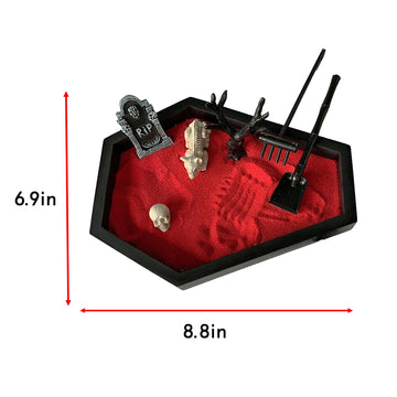 WSHWXY Mini Zen Garden Kit - Gothic Desk Decor, 7"x8.7"x1", Resin