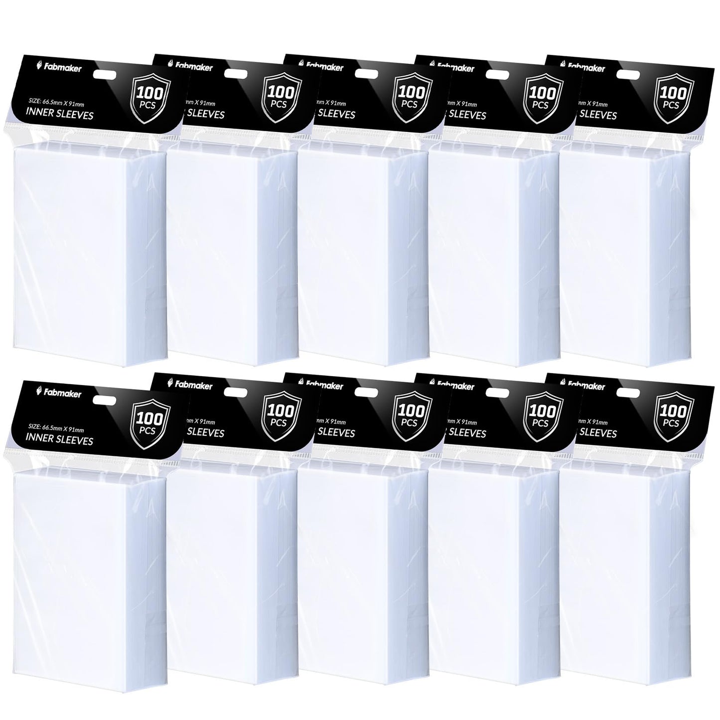 Fabmaker 1000 Pack Inner Card Sleeves  enhanced Clear Perfect Fit Inner Sleeves for Double-Sleeving  Protect All Your Standard MTG Card  Trading Cards  TCG Card  Game Gard  Never Tear 64x89mm