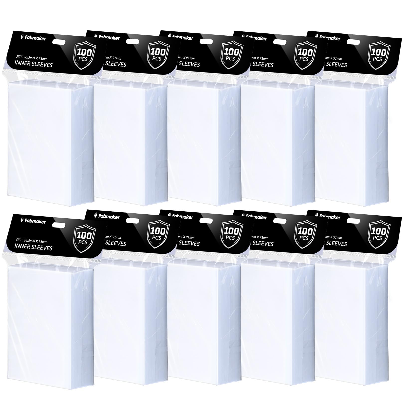 Fabmaker 1000 Pack Inner Card Sleeves  enhanced Clear Perfect Fit Inner Sleeves for Double-Sleeving  Protect All Your Standard MTG Card  Trading Cards  TCG Card  Game Gard  Never Tear 64x89mm