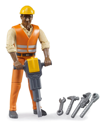 Bruder 60021 bworld Construction Worker Medium Skin with Accessories