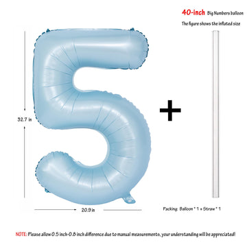 40 In Matte Blue Number Balloons Helium Foil Mylar Balloon Birthday Party Banquet Decoration Digital 5