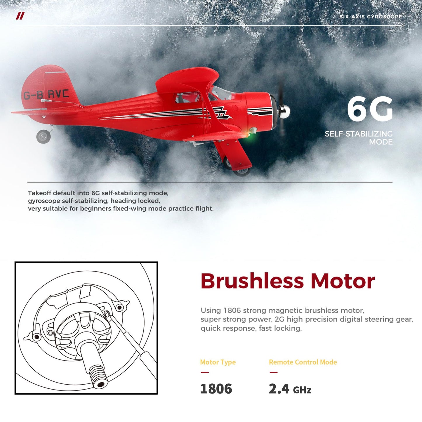 Goolrc Rc Plane, Wltoys Xk A300 Rc Airplane, 4 Channel Brushless Remote Control Airplane, 2.4Ghz Rc Aircraft Fighter With 3D/6G