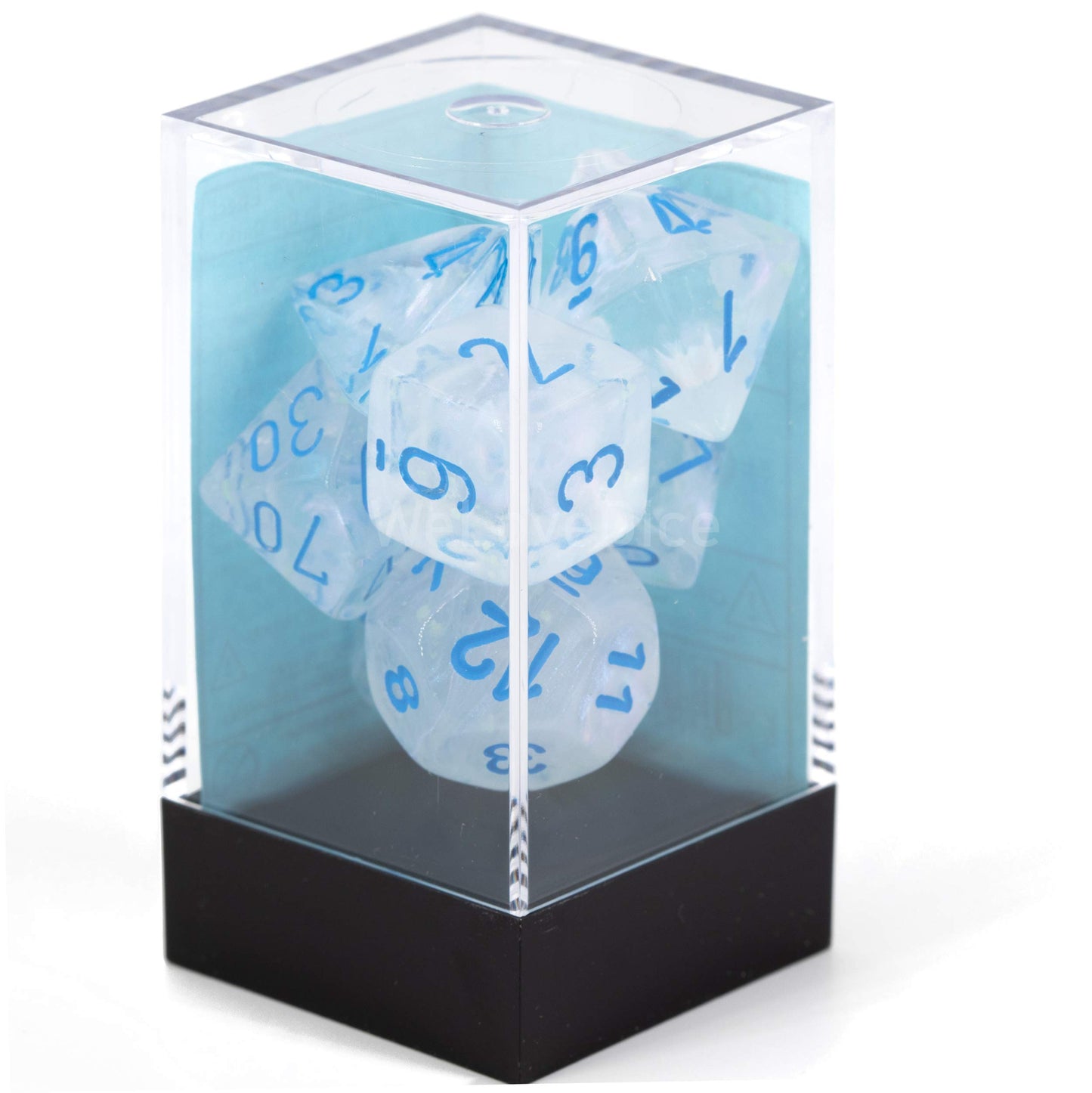 chessex Manufacturing cHX27581 cube Borealis Icicle Luminary Dice  Light Blue - Set of 7