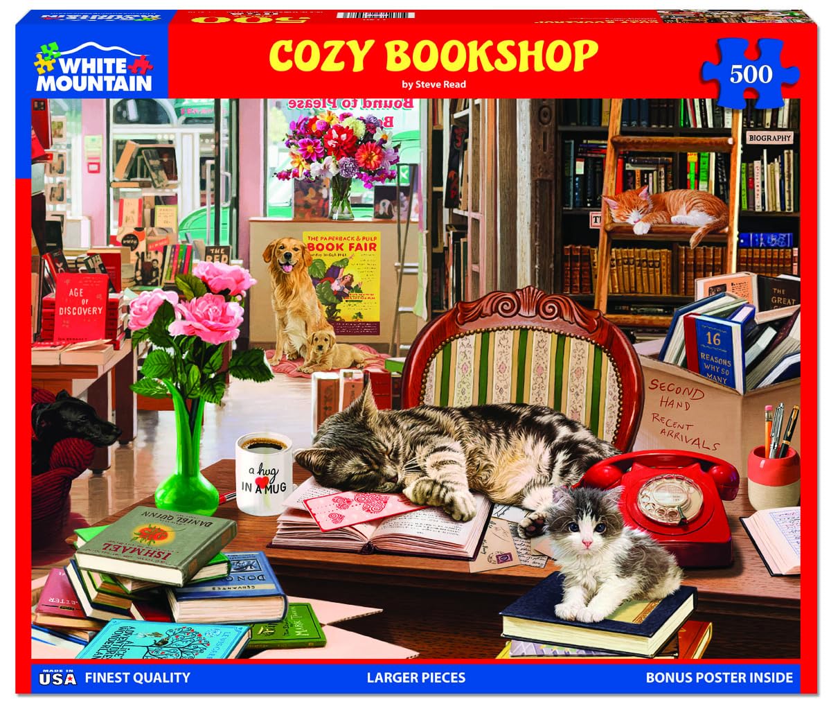 White Mountain Puzzles - Cozy Bookshop - 500 Piece Jigsaw Puzzle
