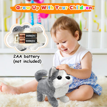 Ksabvaia Plush Husky Toy Puppy Electronic Interactive Dog - Walking, Barking, Tail Wagging, Stretching Companion Animal For Kids Toddlers