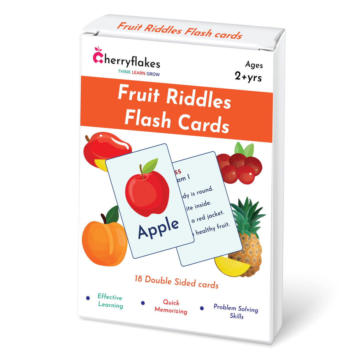 Cherryflakes Fruit Riddles Flash Cards/Think Learn And Grow  Laminated NonTearable Flash Cards For Kids.
