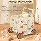 Pithfor Wooden Baby Walker, 3-In-1 Baby Push Walker, With Pretend Kitchen, Montessori Sensory Activity Center, Push Walker Toys