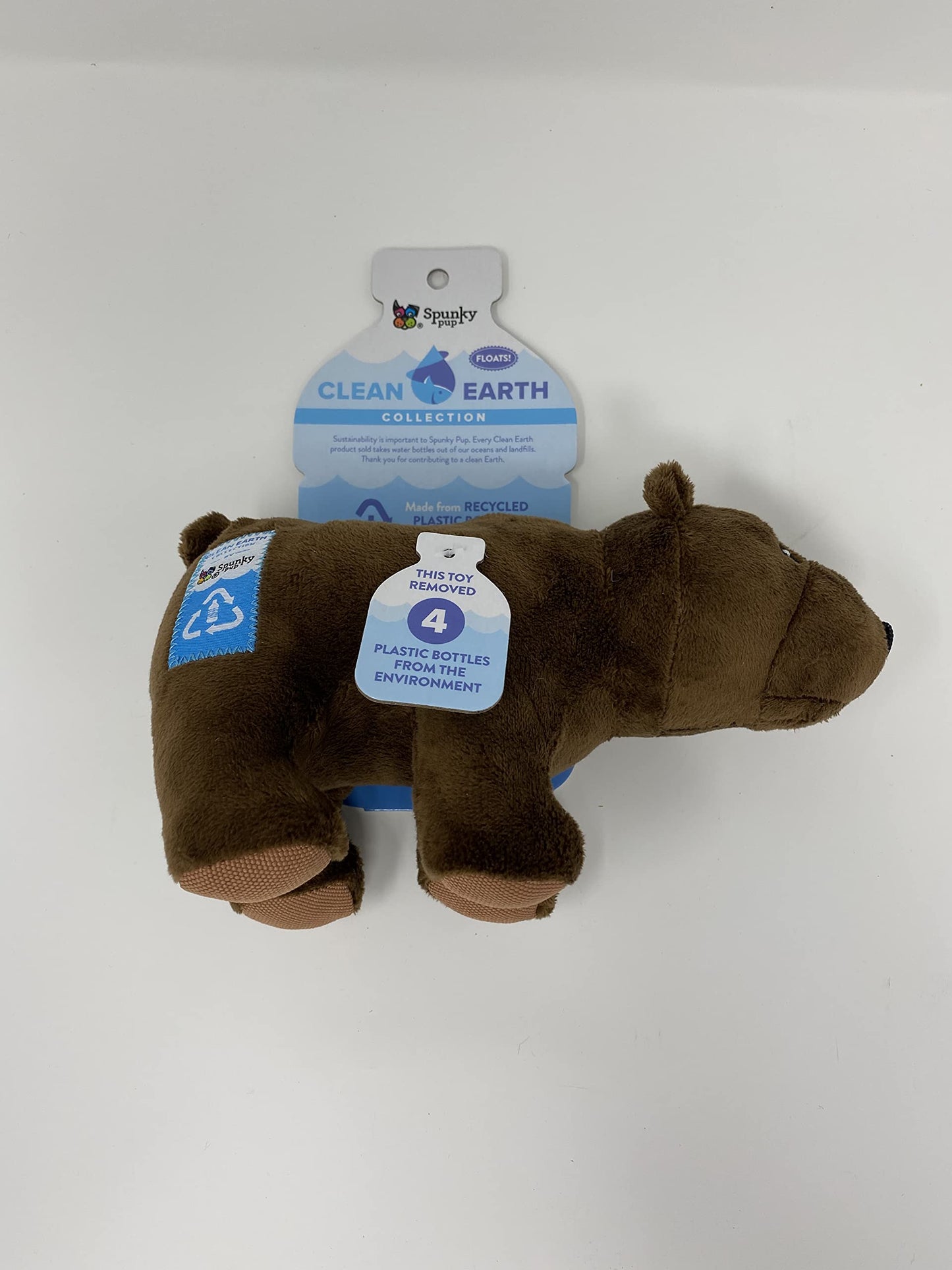Spunky Pup Clean Earth Plush Bear | Made From 100% Recycled Water Bottles | Small,Brown,7262