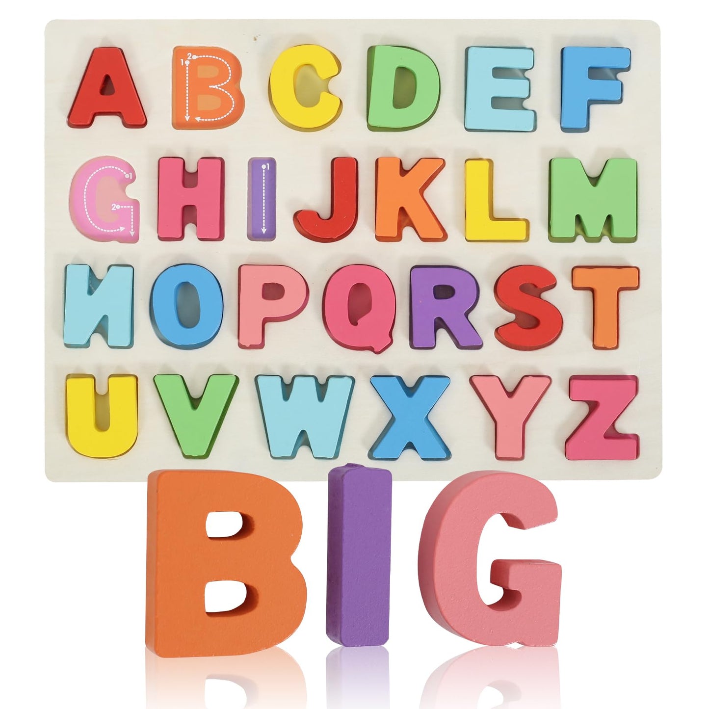 Kairsya Alphabet Puzzle - Montessori Wooden Puzzles For Toddlers 1-5 | Abc Alphabet Puzzles Learning Toys For Toddlers 1-5 Alpha