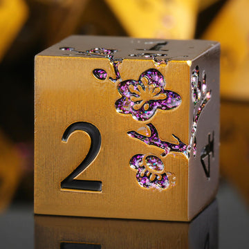 DNDND Flower Metal DND Dice, 7 PCS Heavy Solid Metallic Dragon Dice Set with Grogeous Gift Case for D&D Dungeons and Dragon Tabl