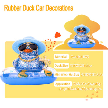 Cofubcad Car Rubber Duck Dashboard Decoration Colorful Duck Car Ornaments With Special Props Mini Swim Ring Sunglasses Cowboy Or