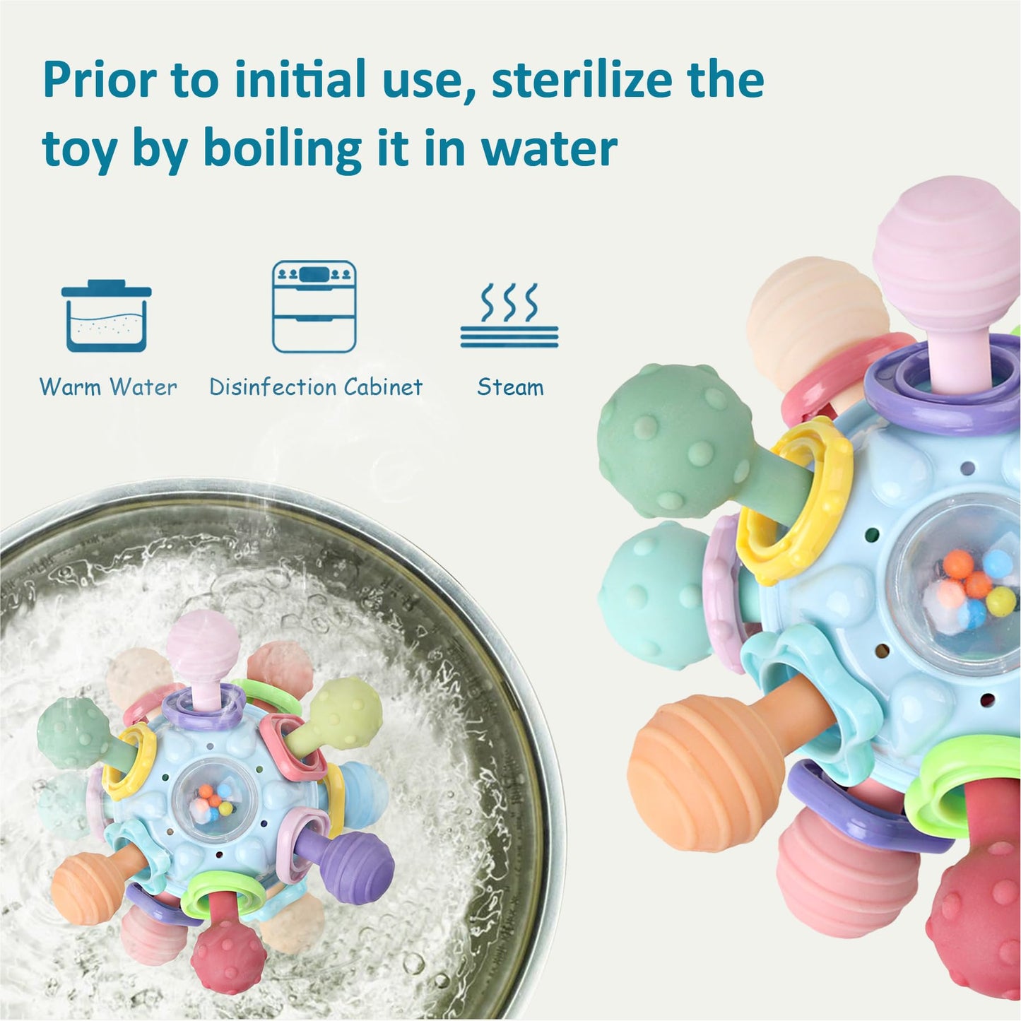 Anzimo Baby Sensory Teething Toys - Baby Teethers Montessori Toys - Gifts For Infant Newborn Boys Girls 0 3 6 9 12 18 Months 1 O