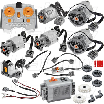 Habow 24Pcs Power-Function Technic-Parts Kit M/L/Xl Motor Ir Remote Control Aa-Battery-Box-8881 Ir Receiver Extension Wire Light
