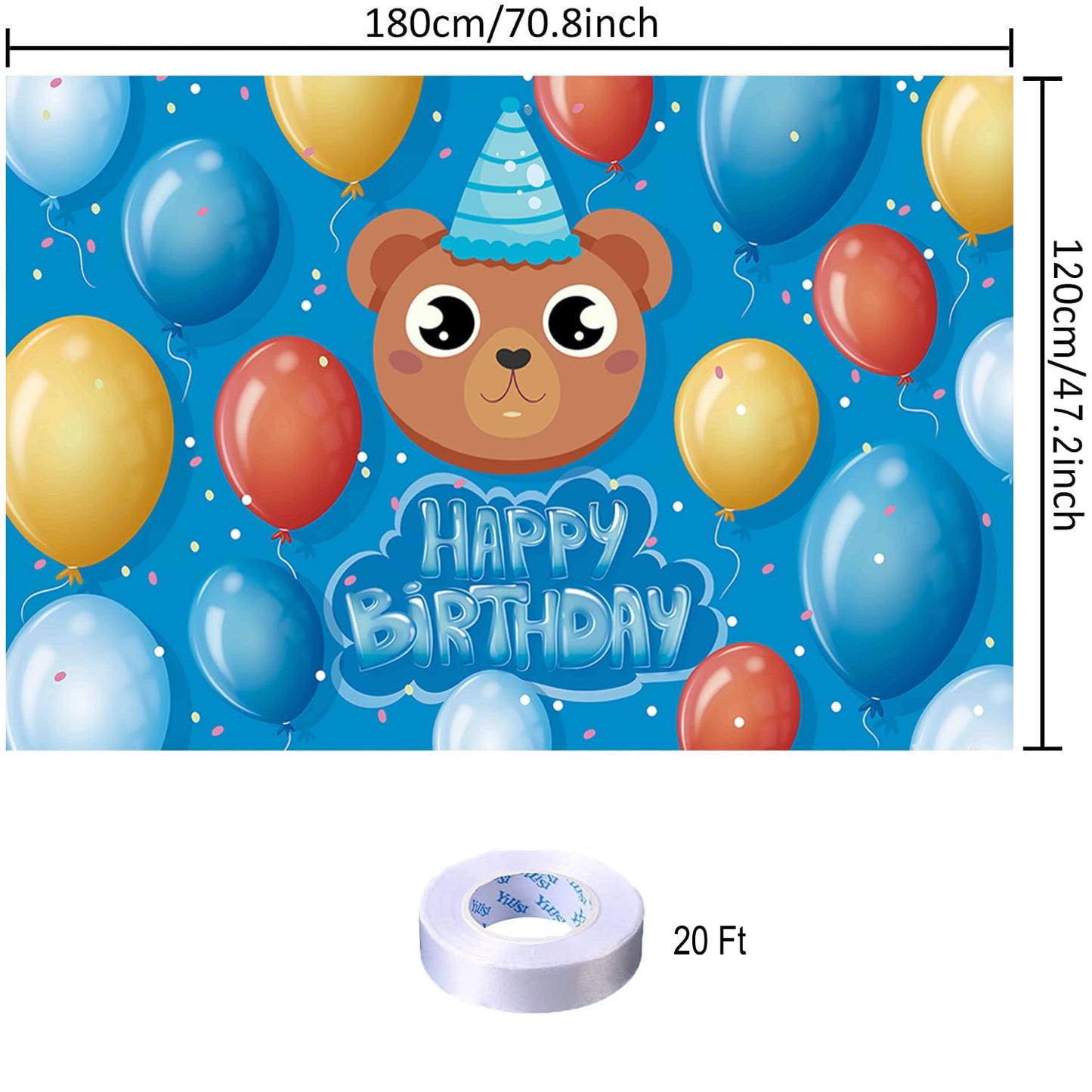 Cute Bear Birthday Party Decoration Cute Bear Happy Birthday Backdrop Cute Bear Photo Background Banner Poster For Kids Boys Bir
