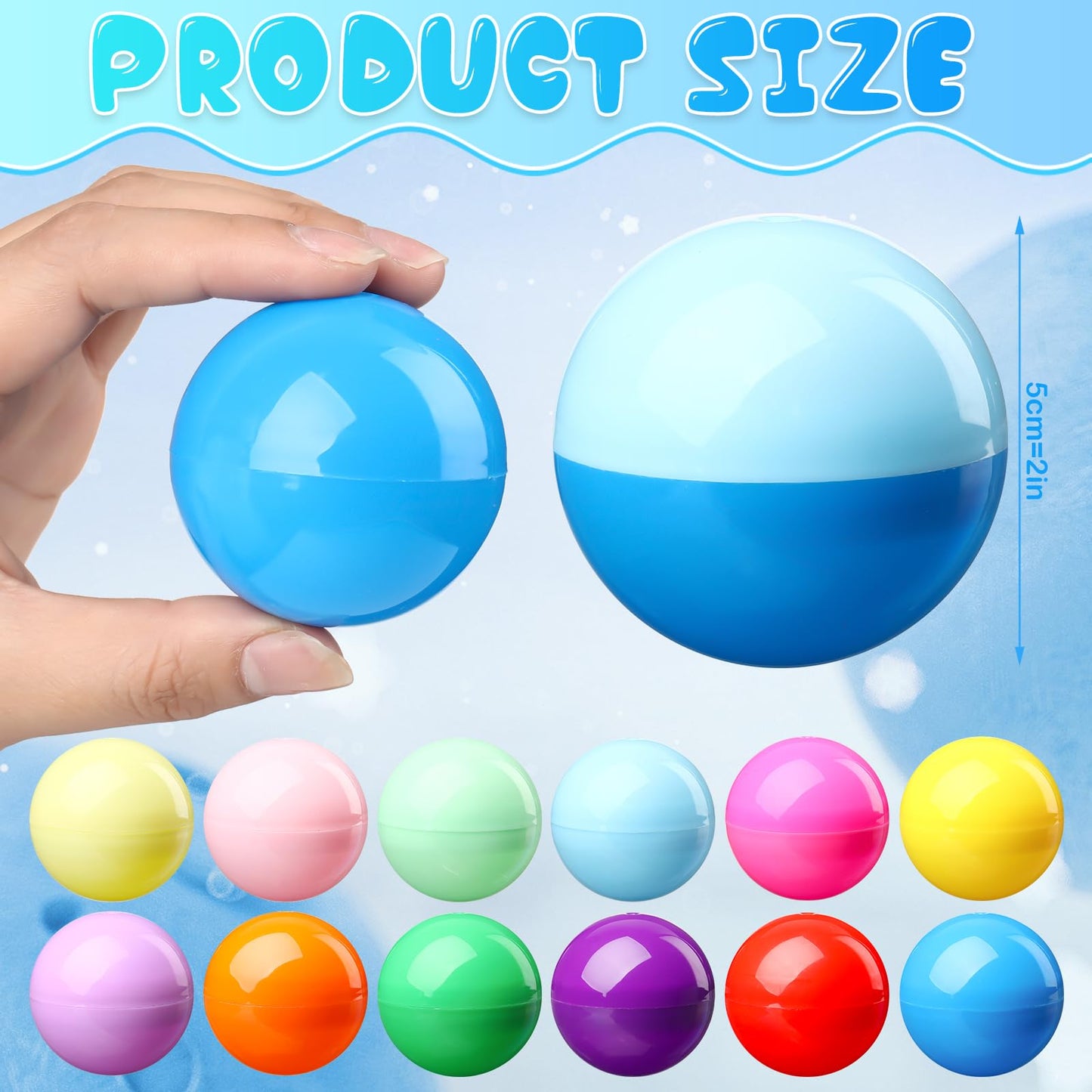 MiniInflat 120 Pcs 2 Inch Empty Vending Machine Capsules Colored Round Capsules Toy Bulk Gumball Machines Plastic Balls Small Pl