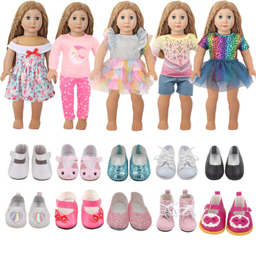 Augfrog 5 Sets Of 18 Inch Doll Clothes And 2 Pairs Of Doll Shoes (Send By Random) For 18 Inch American Doll, Best Birthday Festi