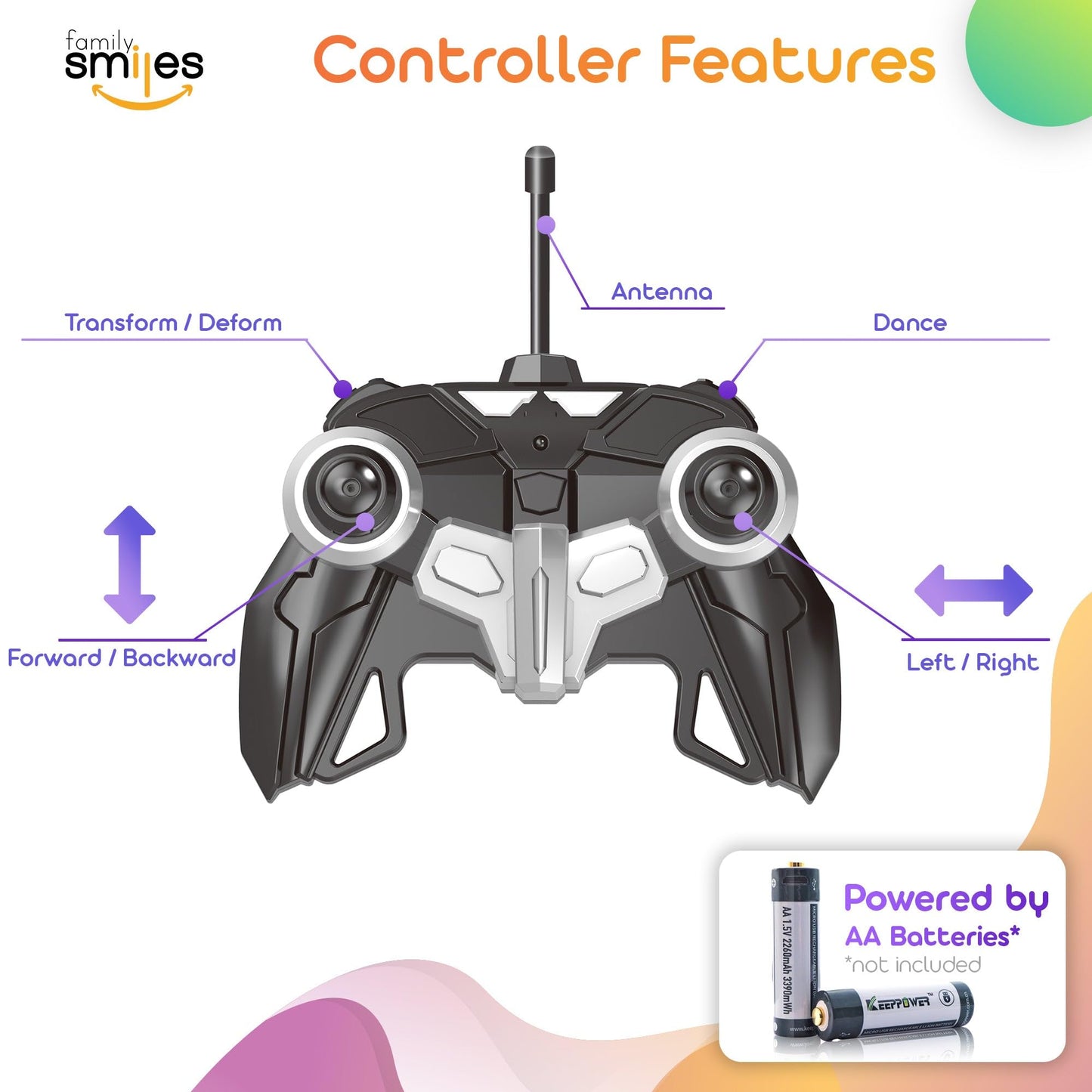 Family Smiles Kids Transforming Robot RC Car Toys for Boys 8-13 Remote Control Gift Yellow