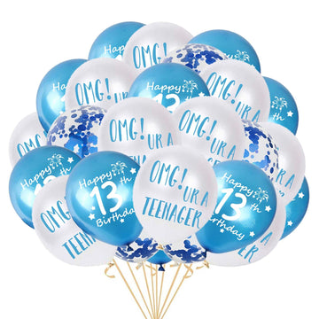 13Th Birthday Balloons, Omg Ur A Teenager Balloons Happy 13Th Birthday Latex Confetti Balloon Ribbons For Boys 13Th Teenager Bir