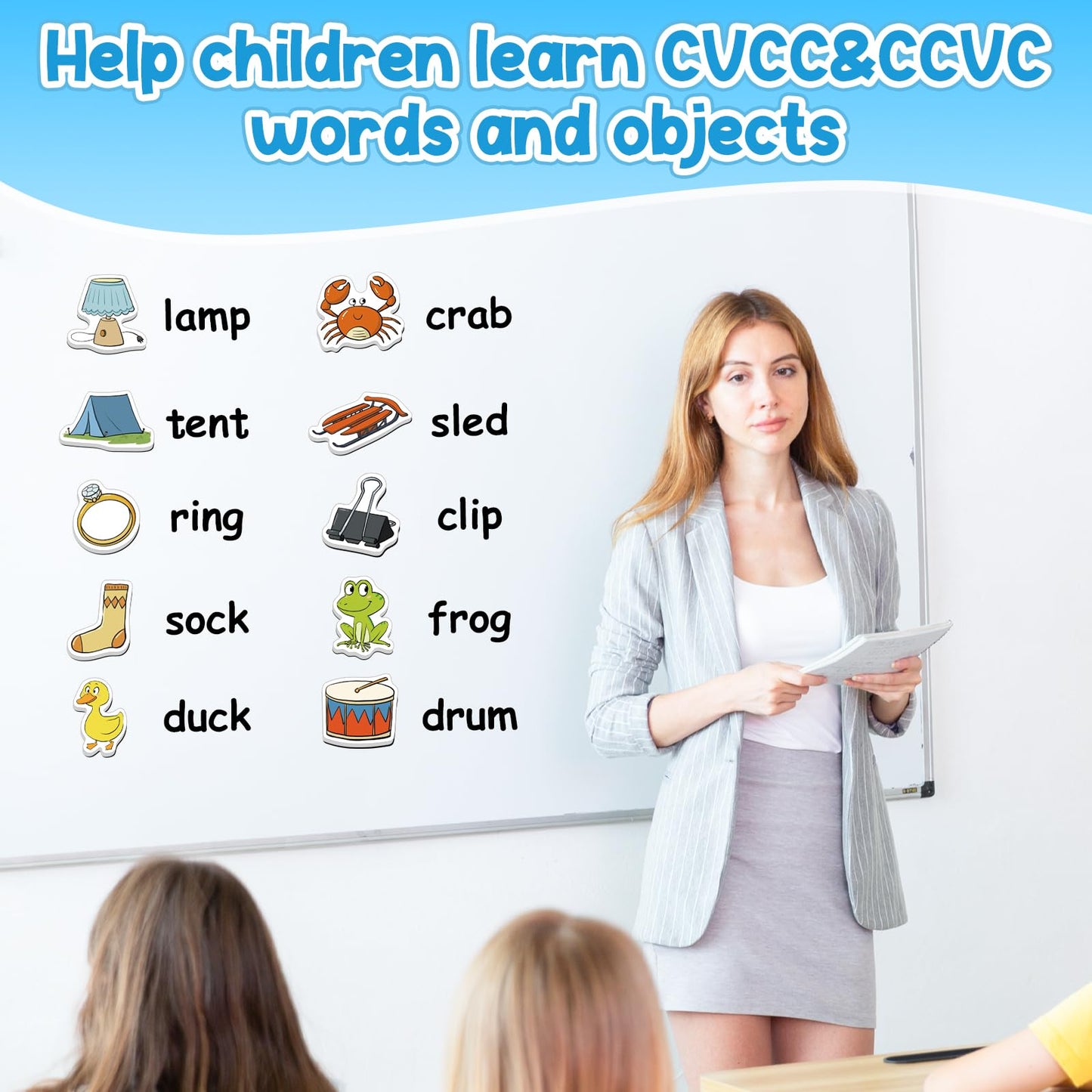Kasfalci Cvcc & Ccvc Word Games, 50 Magnetic Foam Objects Fridge Magnets For Kids, Speech Therapy Toys For Toddler, Learn To Rea