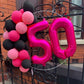 40 Inch Hot Pink 50 Number Balloons Giant Jumbo Huge 50 Foil Mylar Helium Number Digital Balloons Dark Pink Birthday Mylar Digit