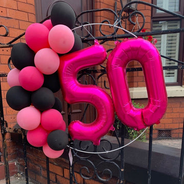 40 Inch Hot Pink 50 Number Balloons Giant Jumbo Huge 50 Foil Mylar Helium Number Digital Balloons Dark Pink Birthday Mylar Digit