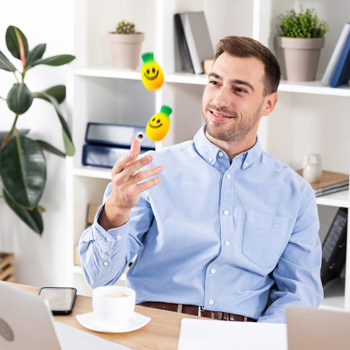 30 Pcs Pineapple Stress Balls Smile Pineapple Squeeze Balls Fruit Stress Relief Toy for Finger Exercise Anxiety Relief Hawaiian