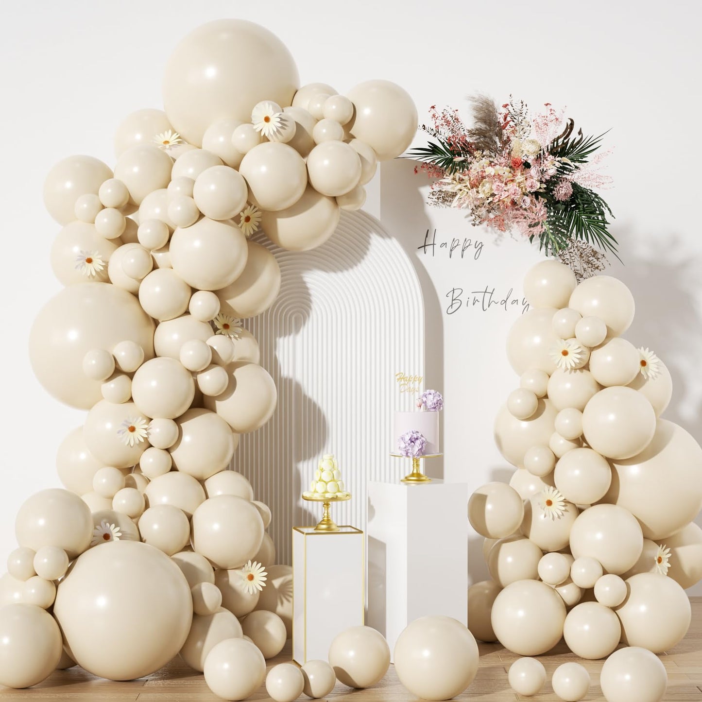 Sand White Balloons In Different Sizes 5 10 12 18Inch-134Pcs Sand White Balloons For Garland Arch