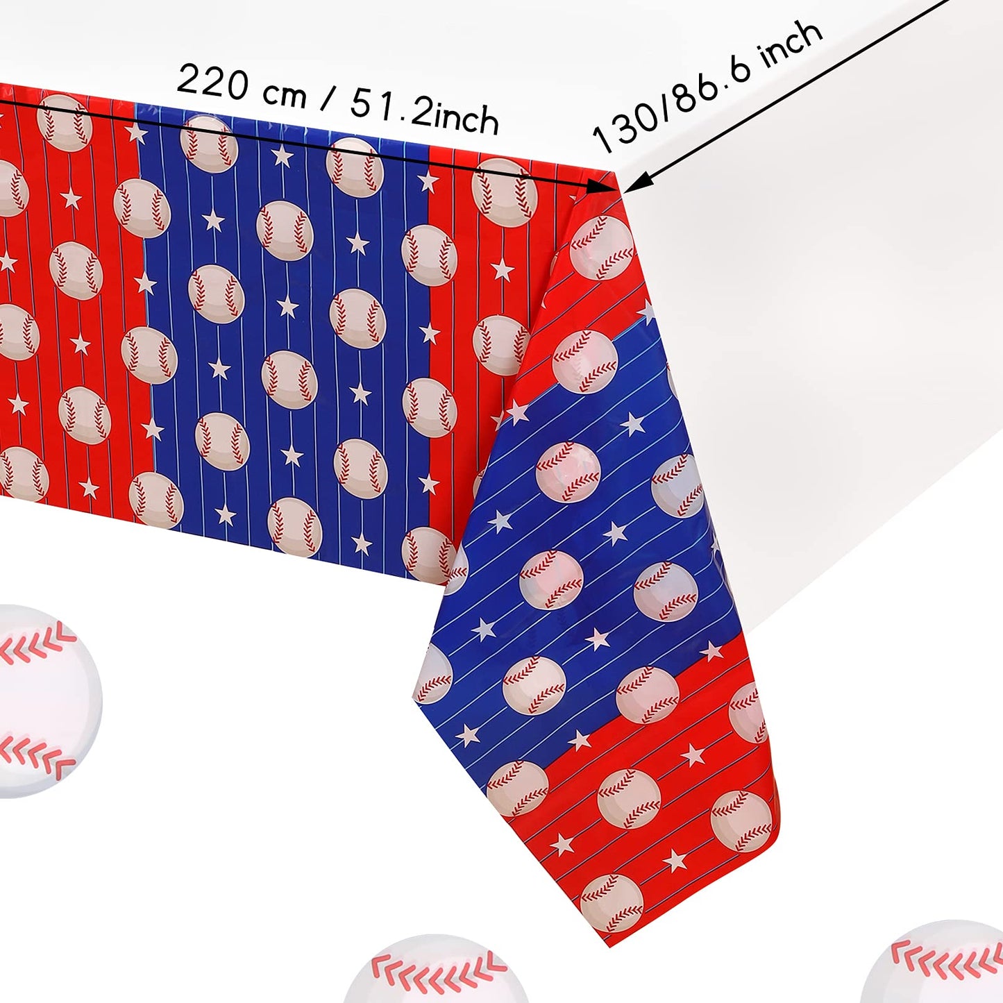 3 Pieces Baseball Tablecloth Baseball Party Decorations Disposable Baseball Table Covers Plastic Baseball Birthday Party Supplie