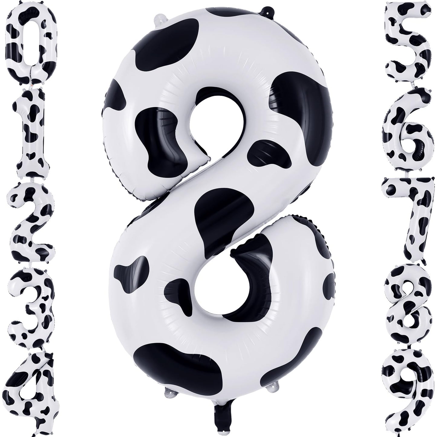 Cow Print Number 8 Balloon, Large 40 Inch Cow Number Birthday Balloons, Foil Mylar Number 8 Balloons For 8 Year Old Birthday Par