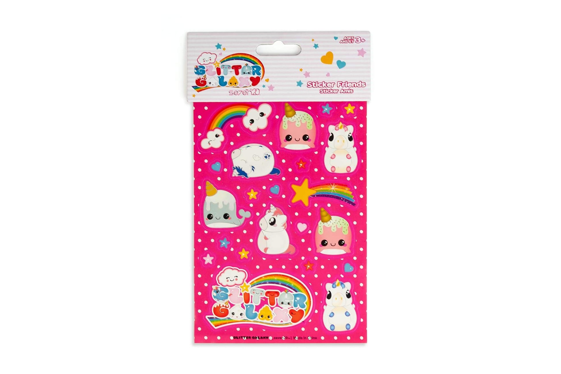 Glitter Galaxy Sticker Friends Sheet Wave 2-10 Large Sparkle Unicorn, Narwahl & Rainbow Stickers Variety Pack - Cute Animal Deco