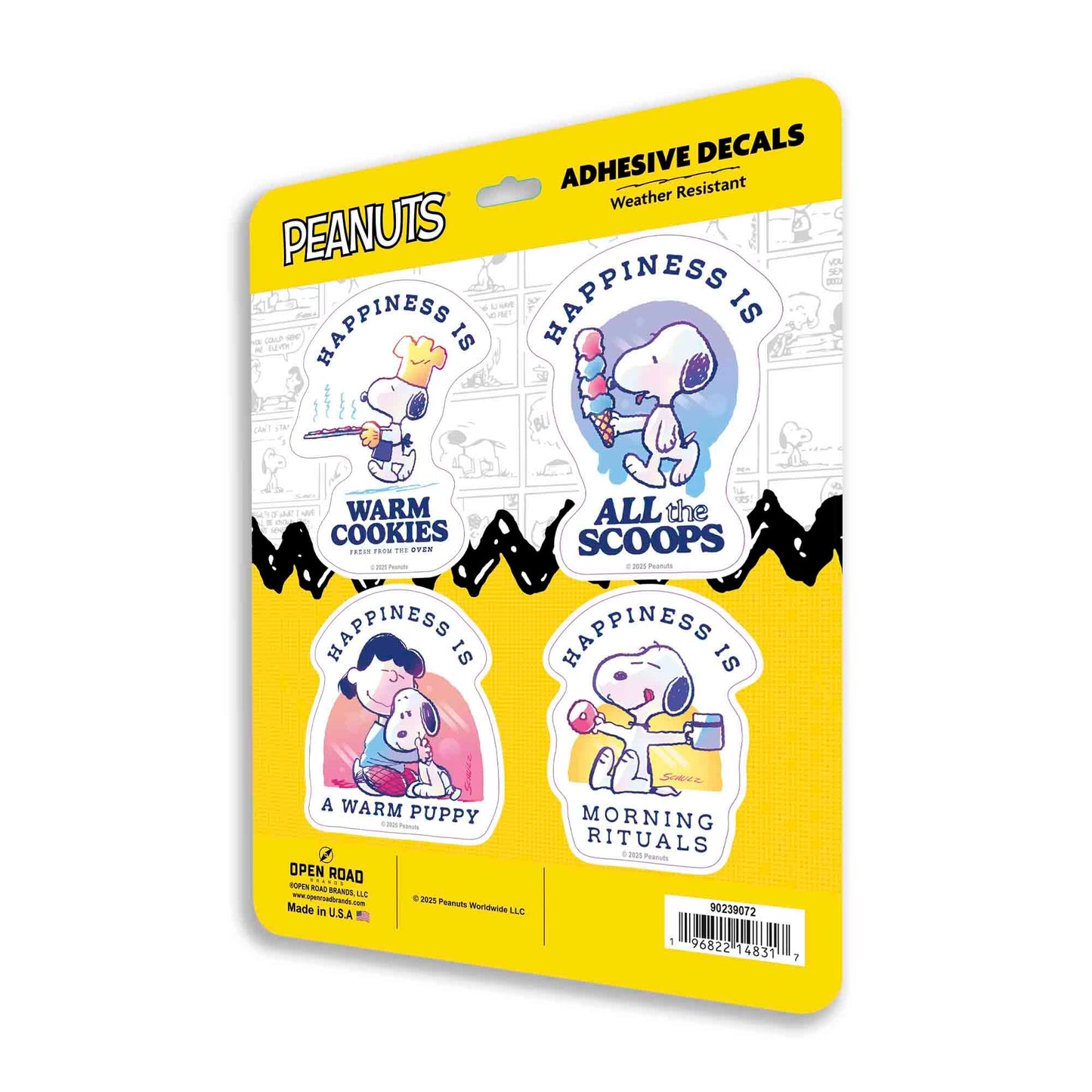 Peanuts Happiness is Adhesive Vinyl Decals - Heartwarming Peanuts Sticker Set with Snoopy and Friends