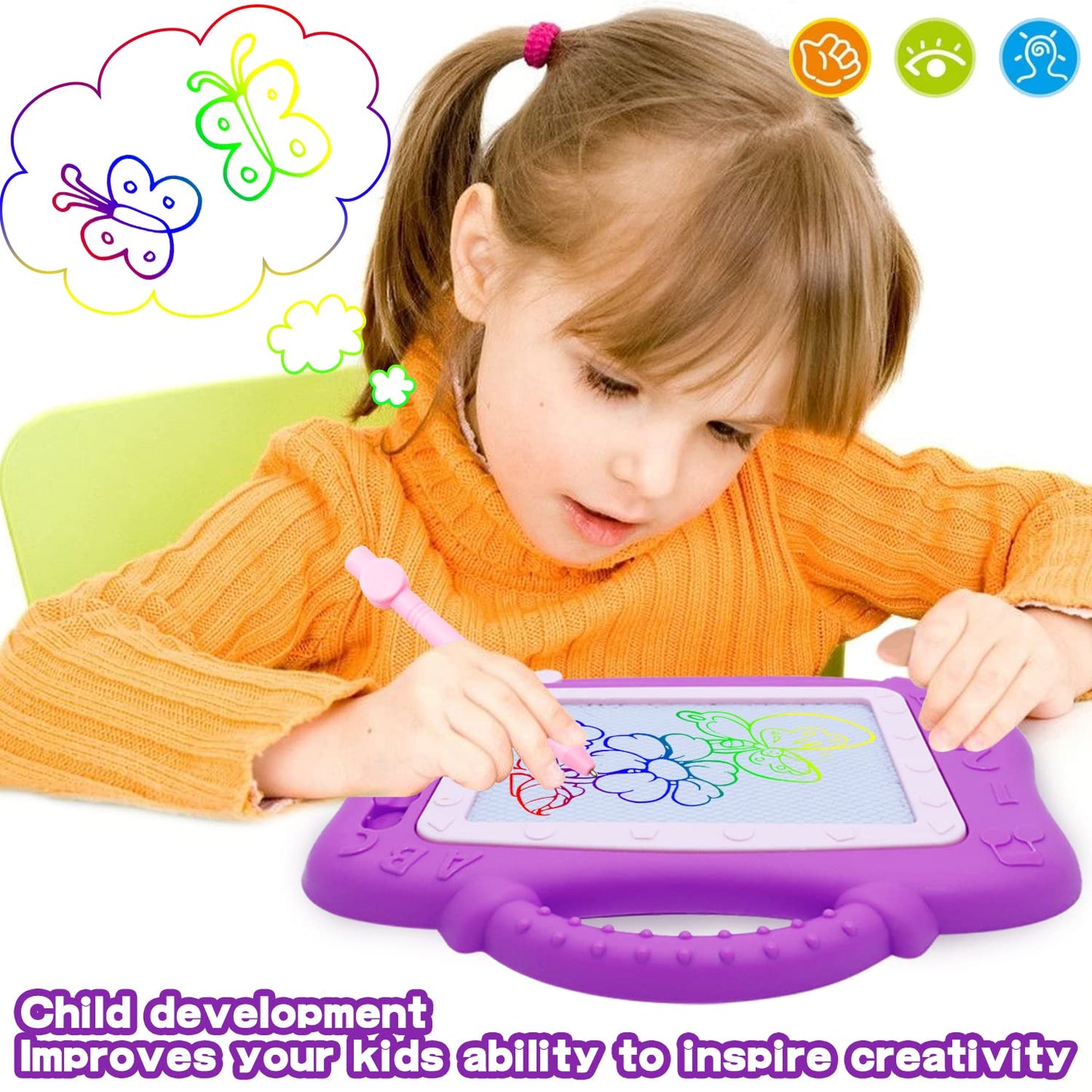 YI-YANG-AII Magnetic Drawing Board for Toddlers,2 Pack Travel Size Toddler Toys Color Sketch Graffiti Board and Erasable Sketchi