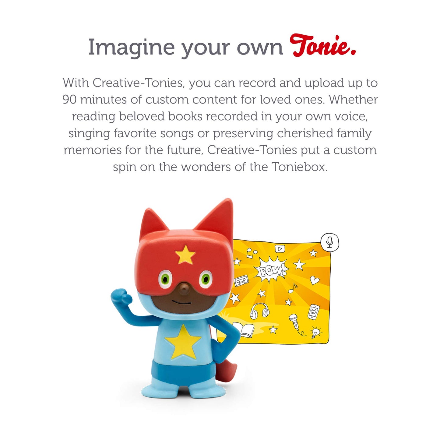 Tonies Superhero Creative Audio Character - Record And Upload Up To 90 Minutes Of Your Own Stories And Songs - Blue/Red