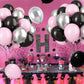 Paready Pink and Black Balloons, 30 Pcs, 12 Inch Latex Balloons for Birthday, Baby Shower, Wedding, Graduation Decor