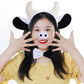 Dxhycc 5 Pieces Milk Cow Costume Set Cow Ears Headband Nose Tail Bowtie Tutu For Halloween Dress Up Animals Cosplay Set
