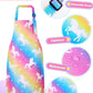 Wernnsai 2 Pack Kids Aprons - Kids Art Aprons For Girls Waterproof Toddler Chef Aprons For Cooking Baking Painting Gardening Apron For Kids With Pocket Kitchen Classroom Art Smocks 6-10 Years