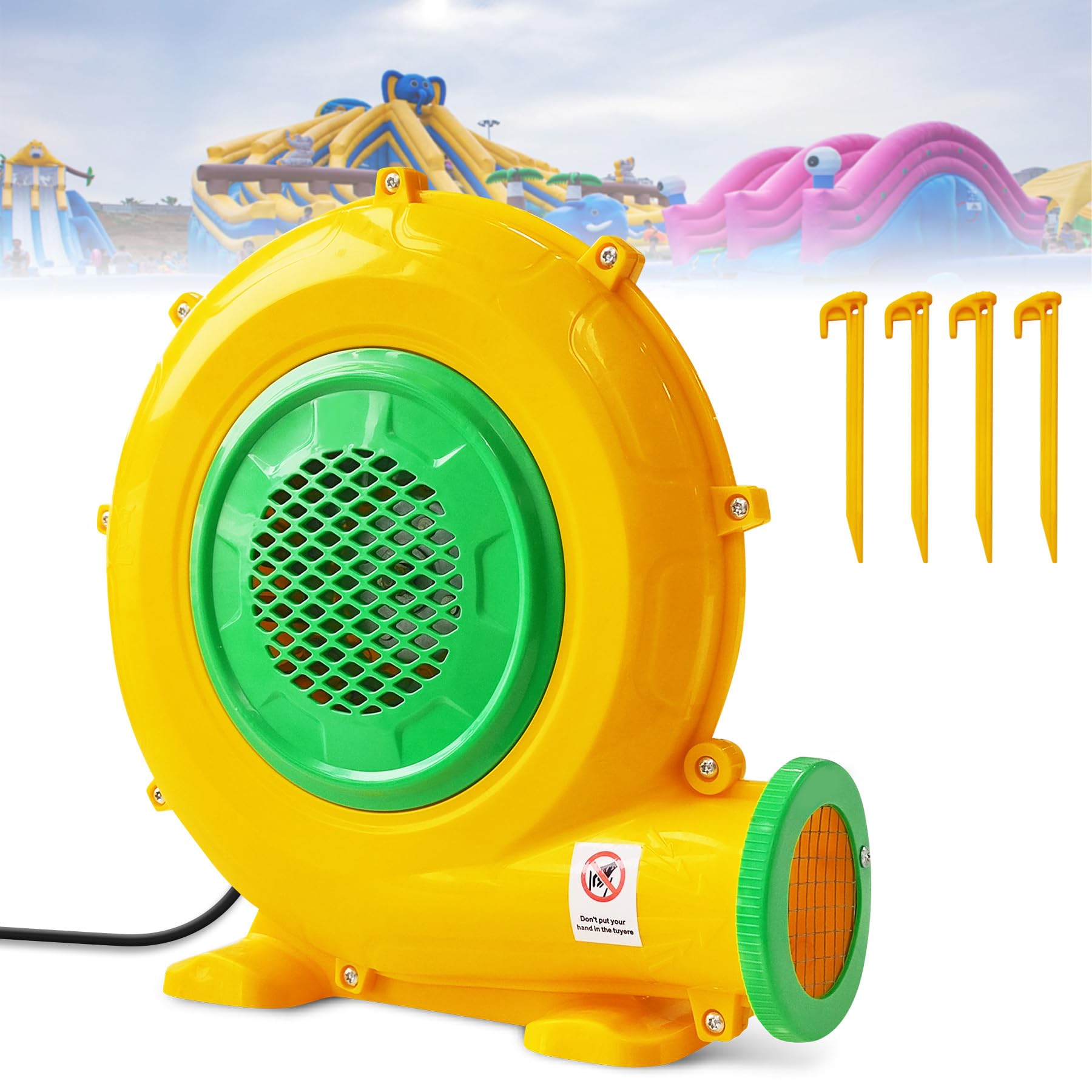 Puligoth Bounce House Blower: 480W Air Blower for Inflatables with Double Sided Fan cutting edge  Portable and Powerful for Bouncy Castle  Water Slide  Jump Slides  Inflatable Arch