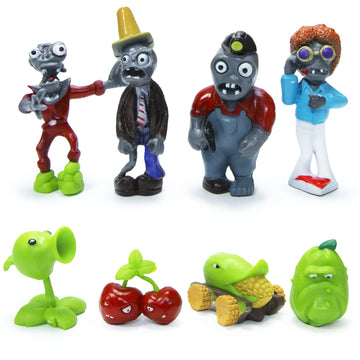Maikerry 8Pcs Plants And Zombies Pvc Toys Vs Plush, Action Figures Set Toy Great Gifts For Kids And Fans,Birthday And Party