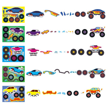 20 Pcs Monster Truck Make Your Own Stickers With 10 Designs Truck Party Favors For Monster Truck-Themed Birthday Party Decoratio